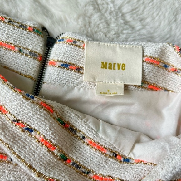 Maeve Orange Cream Fit and Flare Midi Skirt 6 - Picture 2 of 4